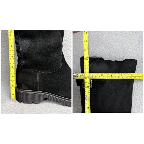 La Canadienne Boots Womens 6.5 Shoes Black Suede Tall Knee High Calf Shearling - Picture 12 of 12